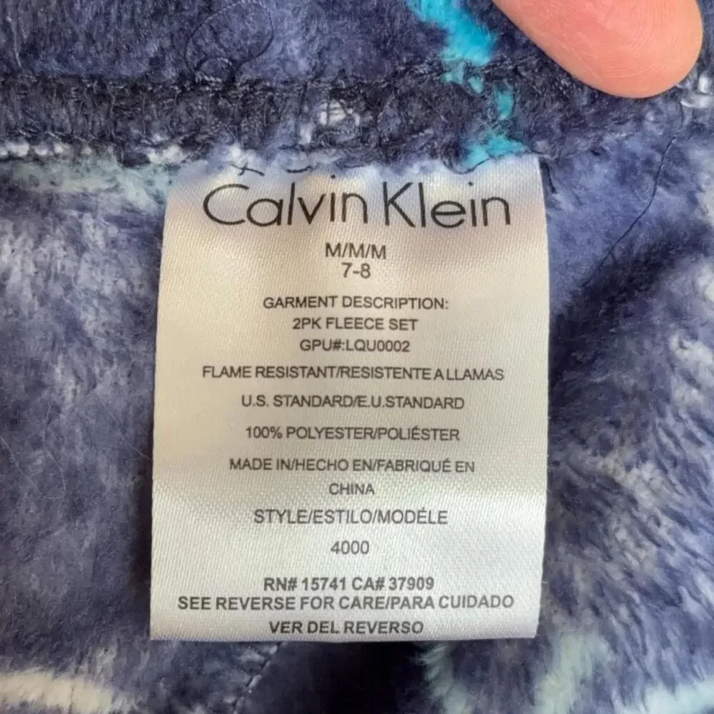 Calvin Klein Kids Plush Fleece 2-Piece Pajama Set Size M 7-8